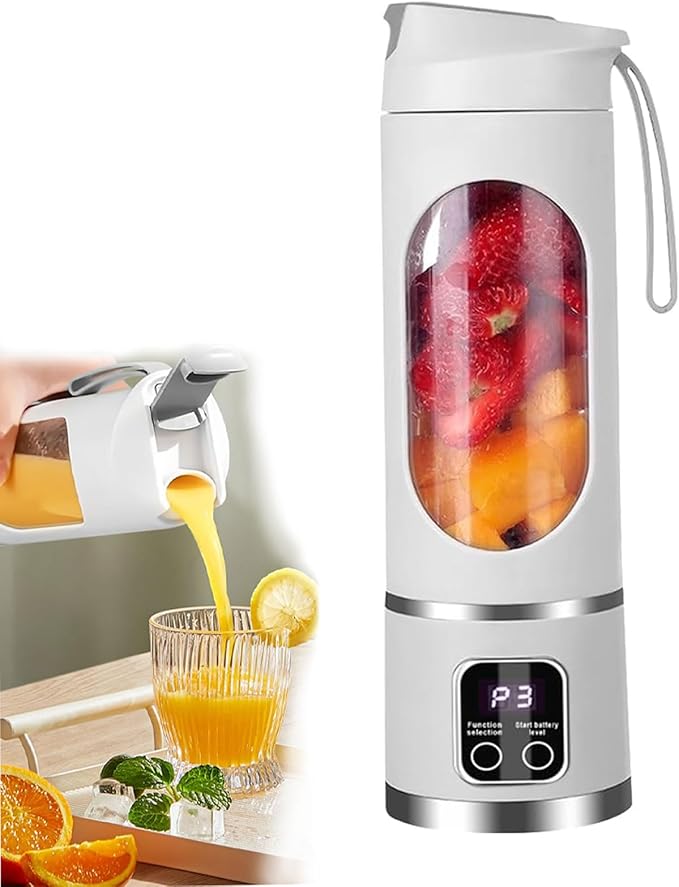 Portable Blender for Shakes and Smoothies - 3-Speed USB Rechargeable Juicer with 12-Blade Ice Crusher &amp Digital Display - 15.2 oz Ideal for Fresh Juices at Home &amp Travel
