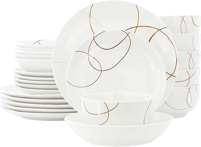 Elama Sydney 24 Piece Porcelain Double Bowl Dinnerware Set Service for 6