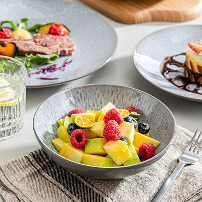 16 Piece Stoneware Tableware Set with Dinner/Dessert Plate/Soup Bowl/Mug Service for 4 Person