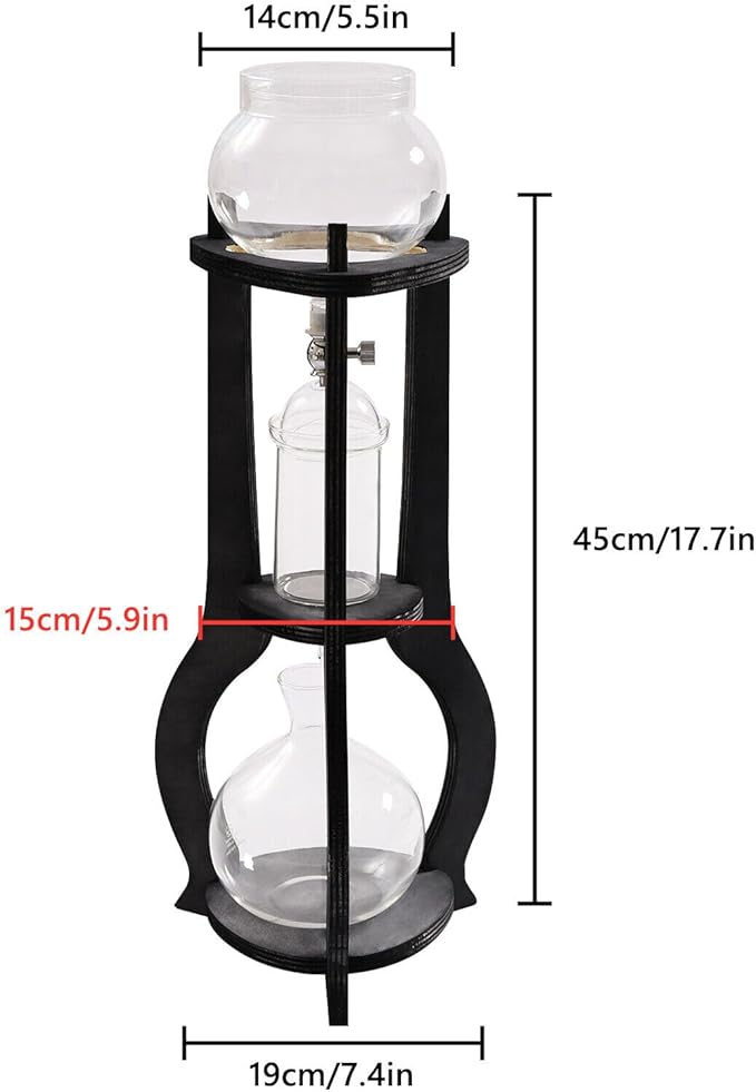 Xuthusman 600ml Durable Glass Iced Coffee Cold Brew Pot Coffee Filter Drip Tower Coffee Maker Coffee Filter Pot 6-8 Cup (Gray)