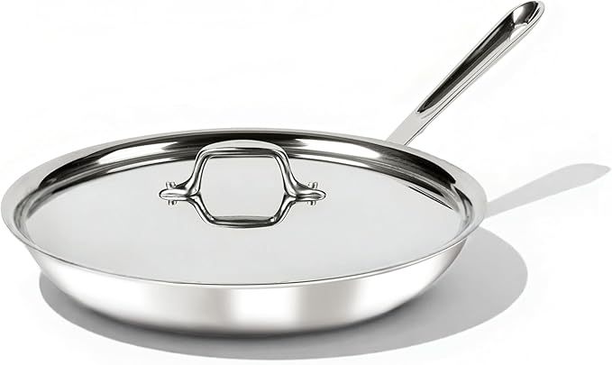 All-Clad D3® Stainless Steel 12 inch Frying Pan With Lid- Made in the USA- The Original Bonded Professional Cookware- Oven Safe &amp Induction Compatible