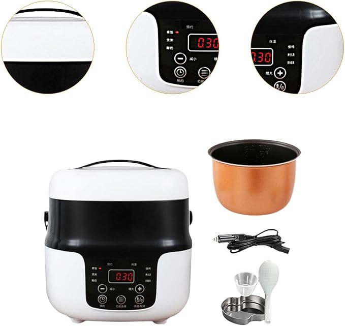 Travel Rice Cooker Rice Cooker for Car Meal Heater with Measuring Cup 2L Rice Cooker Electric Rice Cooker for Camping RV 12V to 24V(12V to 24V)