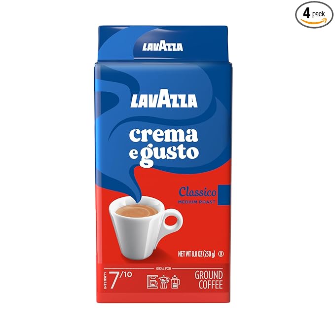 Lavazza Crema e Gusto Ground Coffee Medium Roast Arabica and Robusta Blend 8.8 oz Brick (Pack of 4)