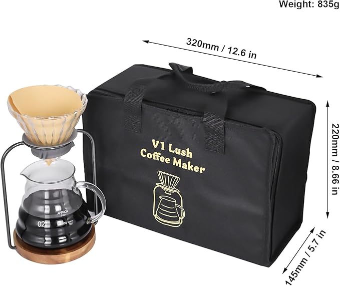 SOTECH Pour Over Coffee Dripper Set Filter Holder Glass Server with Paper Coffee Filters Manual Stand for Tea and Saffron