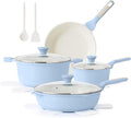 SENSARTE Nonstick Ceramic Cookware Set Large 13-Piece Healthy Pots and Pans Set Dishwasher Safe Non-toxic Kitchen Cooking Set with Stay-Cool Handles Induction Compatible PFAS Free Blue