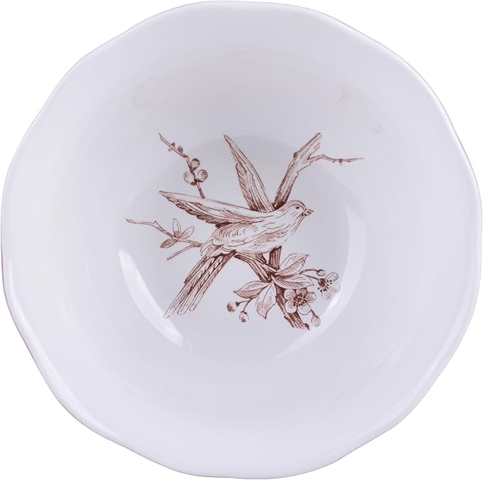 222 Fifth Adelaide Brown on White 12-Piece Dinnerware Set – Service for 4 Big Dinner Plates and Bowls SetsDurable Porcelain Microwave and Dishwasher Safe for Everyday Dining &amp Entertainment