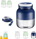 Mini electric juicer with straw and two lids portable personal blender suitable for making smoothies milkshakes food preparation and frozen blending(Blue)