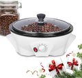 Electric Coffee Bean Roasting Machine Roaster Baker w/ 4 ventilation holes &amp Non-stick Pan Adjustable Temperature Coffee Bean Roaster Machine(White110V 1.1lbs)