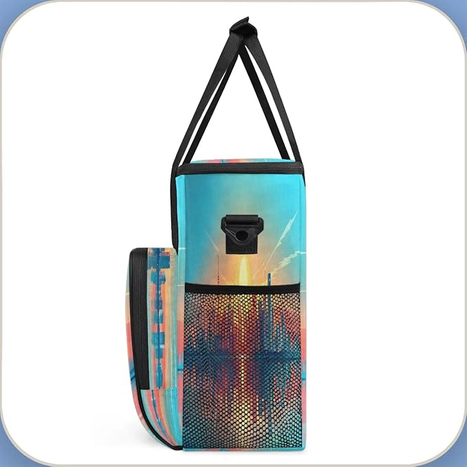 Sunrise Urban Landscape Coffee Maker Travel Bag for K-Mini or K-Mini Plus Single Serve Coffee Brewer Portable Storage Tote Case for Tarvel