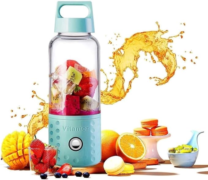 Portable Blender Smoothie Blender USB Juicer Cup 17oz Fruit Mixing Machine with 4000mAh Rechargeable Batteries Detachable(Pink)