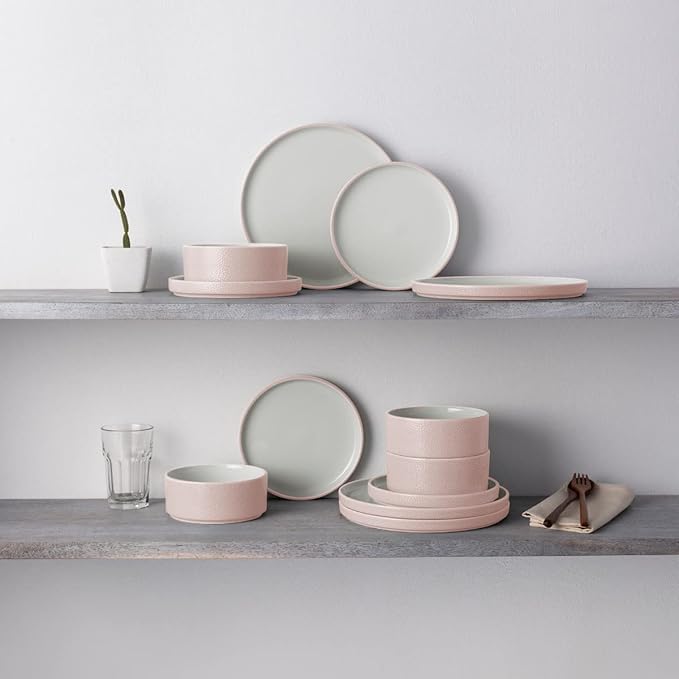 Noritake ColorTex Stone Blush 12-Piece Dinnerware Set Service for 4