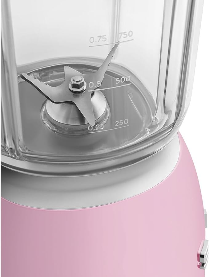 SMEG BLF03 Retro Style Blender – 600W Countertop Blender with 48 oz BPA-Free Jug 3 Speeds + Pulse Ice Crush &amp Smoothie Functions – 50s-Inspired Design-Pink