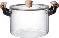 Glass Saucepan with Cover for Cooking Glass Cooking Pot with Lid Glass Handmade Cookware Set Stovetop Pot Simmer Pot for Pasta Noodle Soup Milk Tea Salad3.5l