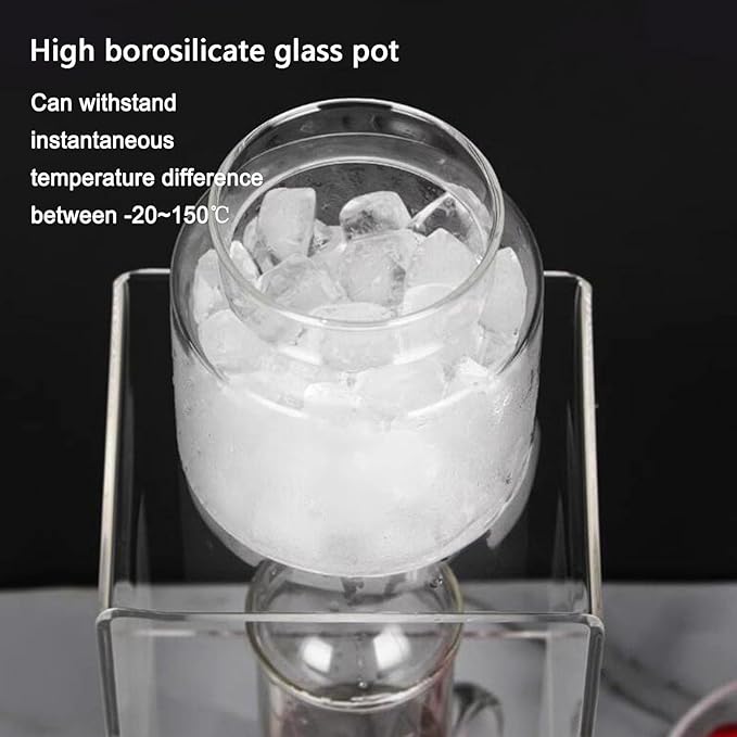 Cold Brew Drip Tower Ice Drip Coffee Maker with Adjustable Flow Stainless Steel Filter and Acrylic Base V-shaped Pot Mouth Perfect for Home Brewing