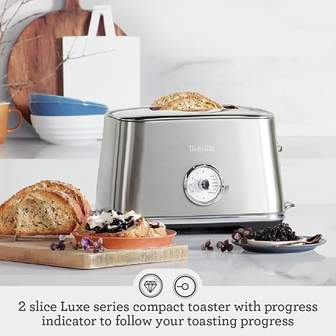 Breville BTA735BSS Toast Select Luxe Kitchen Toaster 2 Slice Brushed Stainless Steel