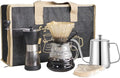SOTECH Pour Over Coffee Maker Set with Black Gooseneck Kettle Wooden Filter Holder Coffee Dripper Glass Server with Paper Coffee FiltersDIY Manual Coffee Maker Set (Eco-Setbag)