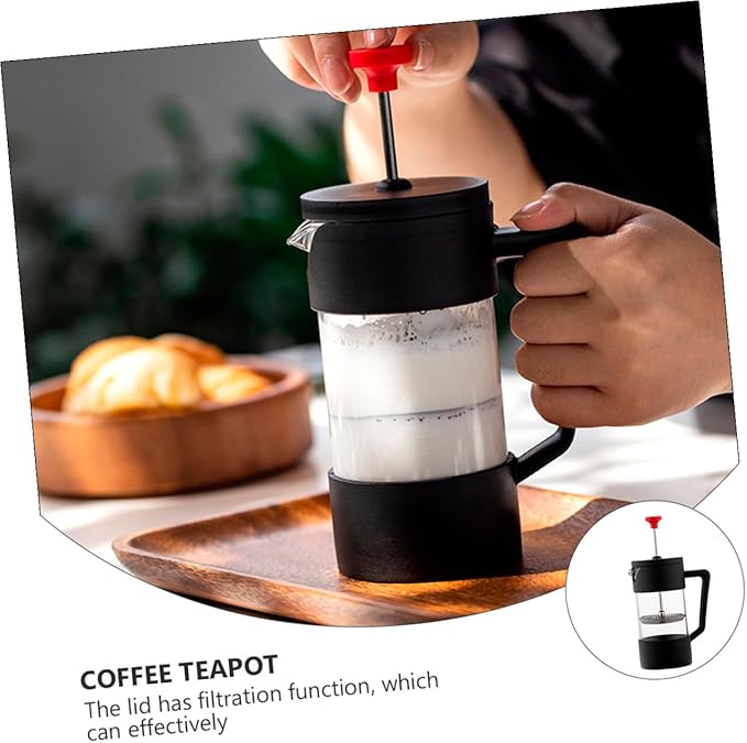 Heat-resistant Glass Manual Coffee Maker 350ml with Stainless Steel Filter Borosilicate Teapot for Home and Travel Brewing