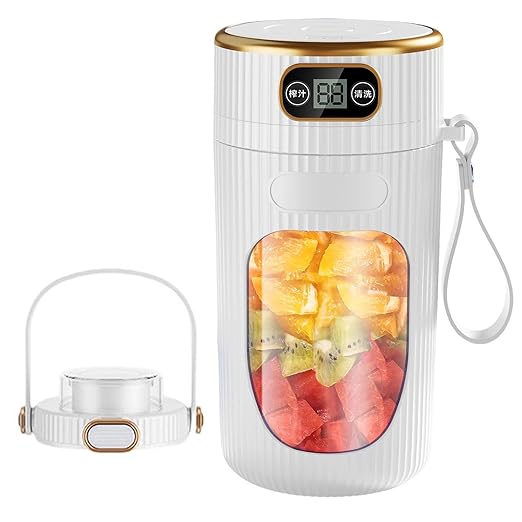 Portable Juicer Cup Real Battery - Easy Cleaning Ideal Health Enthusiasts Fitness Lovers(01Single with Lid)