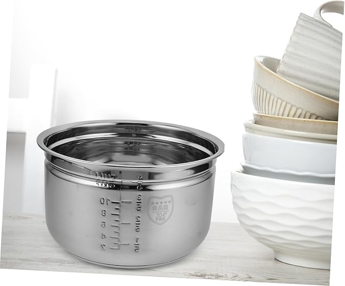 VOSAREA 1set Stainless Steel Inner Pot with Steaming Basket for Electric Pressure Cooker Capacity for Rice Soups Steamed Foods Convenient Draining for Healthier Cooking
