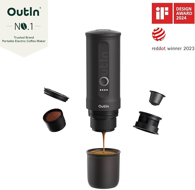 OutIn Nano Portable Electric Espresso Machine Electric Coffee Grinder Silicone Coffee Mat