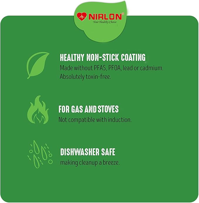 Nirlon Non-Stick Cookware Kitchen Cooking Essential Combo Set of 3 Pieces (UP7_AP7_GP22)