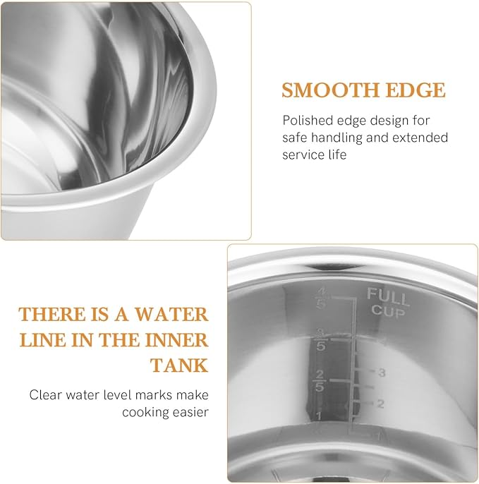 Rice Cooker Liner Replacement 2L Electric Cooker Inner Pot Cooker Accessories Inner Rice Cooking Pot Parts Stainless Steel Instant Inner Cooking Supplies