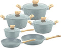 Grey Pots and Pans Set 10 Piece Kitchen Cookware Sets Nonstick Granite Coating Cooking Set Induction Compatible with Frying Saucepan Sauté Pan