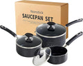 Nonstick Saucepan Set - 3-Pieces Pot Set 1 Quart &amp 2 Quart &amp 3 QuartUltra Non Stick Sauce Pan Small Pot with Glass LidGreat for Home Kitchen RestaurantBlack