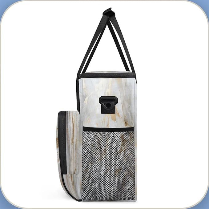 White Marble Coffee Maker Carrying Bag Compatible with K-Mini or K-Mini Plus Portable Single Cup Coffee Maker Case with Pockets for K Cup Pods