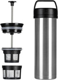 ESPRO P0 Ultralight French Press Coffee Maker for Travel Vacuum Insulated Stainless Steel 16 Ounces Brushed Stainless Steel