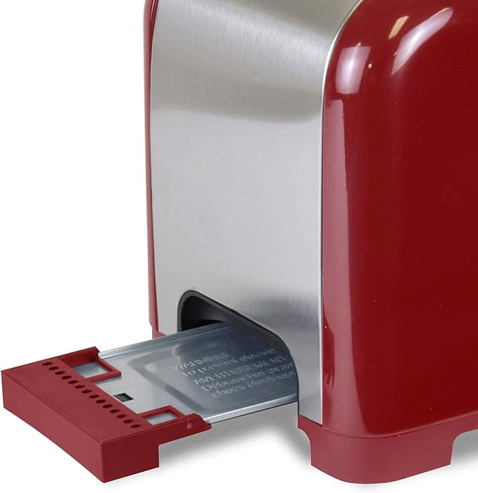 Kenmore 2 Slice Toaster Stainless Steel with Bagel Cancel Defrost Function and Extra Wide Slots Toasters Removable Crumb Tray Red
