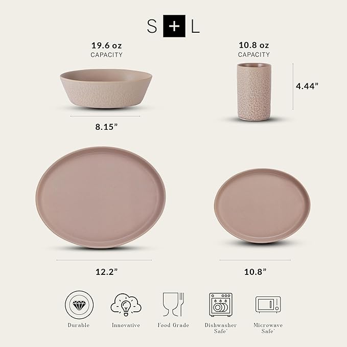 Stone by Mercer Project KATACHI Stoneware 16-Piece Dinnerware Set Nude