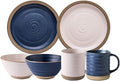 Dinnerware Set Luxury Family Dinner Service Set 20 Pieces Two-Color Ceramics Dinner Combination Set For Wedding Gifts | 6 Cereals Bowls And 8 Steak Plates Sets