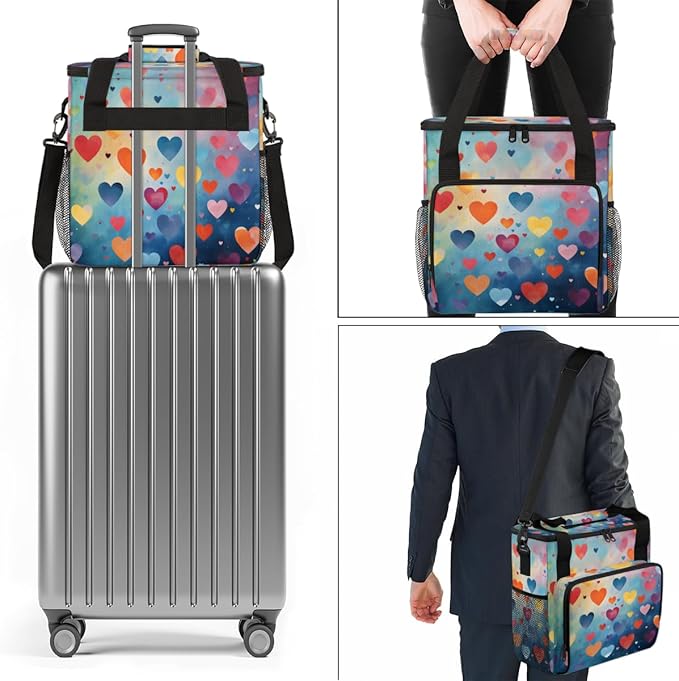 Orange Heart Coffee Maker Carrying Bag Portable Travel Storage Tote Bag Compatible with K-Mini or K-Mini Plus Single Serve Coffee Brewer Carrying Case with Multiple Pockets &amp Shoulder Strap