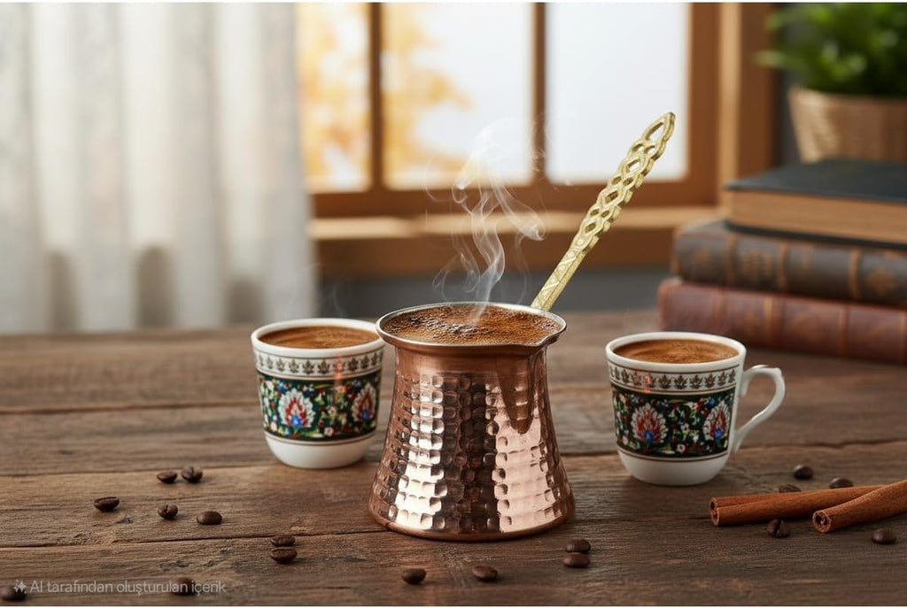 Copper Turkish Coffee Pot Cezve Ibrik Stovetop Coffee Maker for 4 Cups Metallic Color One Piece - Copper One Size