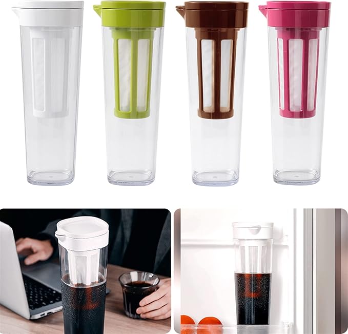 Coffeemaker Pots Cold Extracting Pot Coffee Pot Refrigerator Cold Brewing Pot Fruit Tea Cold Kettle Tea Water Separating Coffee Apparatus(White)