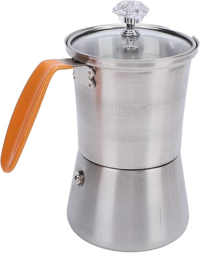 Yosoo Health Gear Hand Pour Coffee Pot Pour Over Coffee Maker Set Coffee Brewer Hand Drip Cone Dripper Coffee Pot with Glass Lid Heat Resistant Handle for Italian Coffee Milk Tea (160ML)