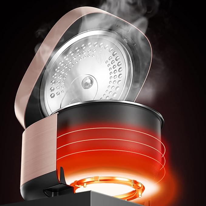 Rice Cooker &amp Steamer 4L 6 Layer Silver Gathering Kettle Non-Stick Liner for Family Dormitory for 1~8 People Rice Cooker