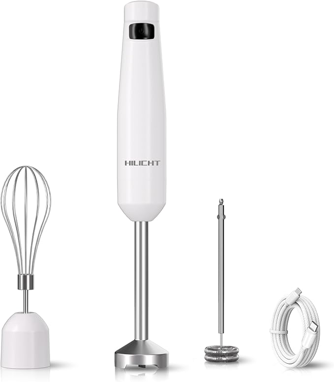 Cordless Hand Blender12V Rechargeable Immersion Blender with 60+ Bowl Battery Life4-Point Stainless Steel BladeVariable Speed &amp Egg Whisk - for SoupsSmoothies Baby Food