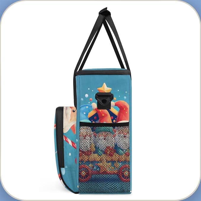 Fantastic Santa Claus Coffee Maker Carrying Bag Colorful Santa Claus Travel Storage Bag Compatible with K-Mini or K-Mini Plus Single Serve Coffee Brewer Carrying Case with Pockets &amp Shoulder Str