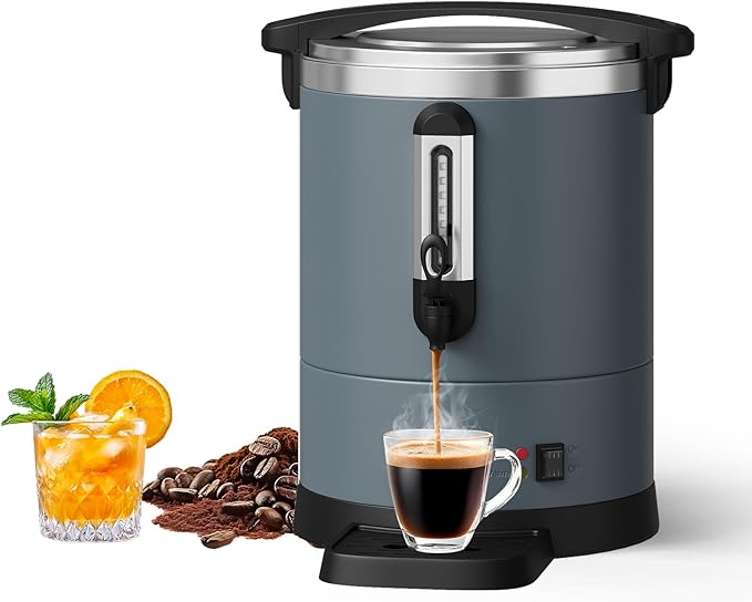 12L/80 Cups Coffee Urn-3.2 Gallon Double Wall Commercial Coffee Maker Large Capacity Hot Coffee Dispenser Stainless Steel Hot Water Urn Catering Buffet Parties Weddings Gathering Easy Clean