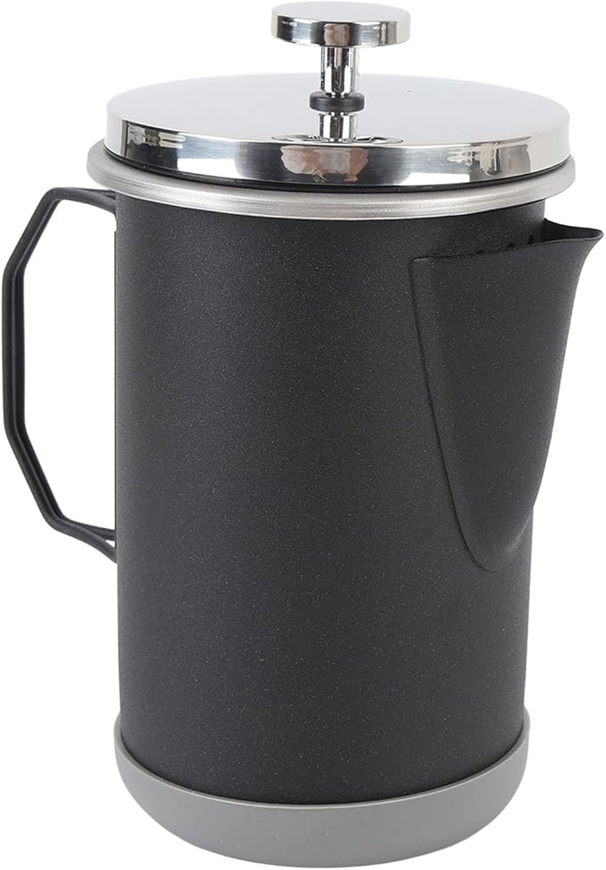 1000ML French Press Coffee Maker 304 Stainless Steel Insulated Coffee Press Portable Hand Brewed Teapot for Outdoor Camping Travel Adventures (Black)