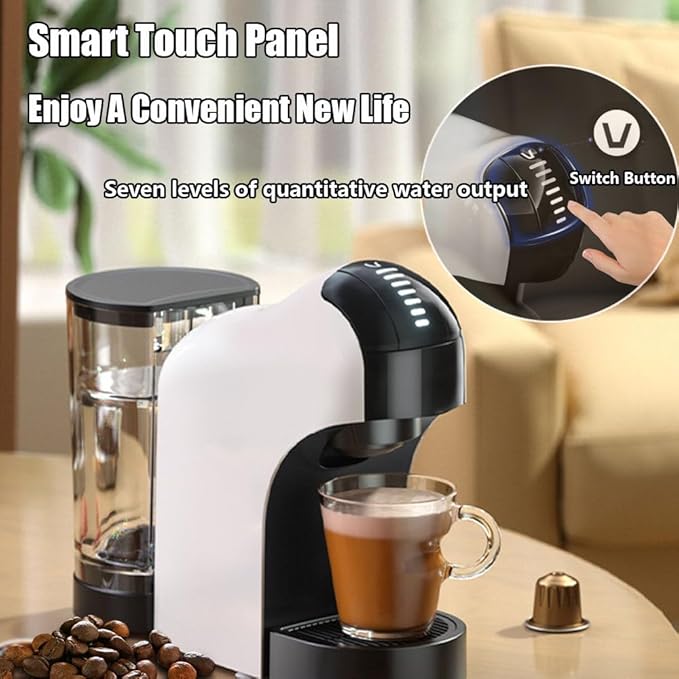 Capsule Coffee Machine 20 Bar Single-Serve Coffee Maker Espresso Machine With 27 Oz Removable Water TankOne-Touch Switch Fast Heating Cappuccino And Latte Machine Maker For HomeBlack