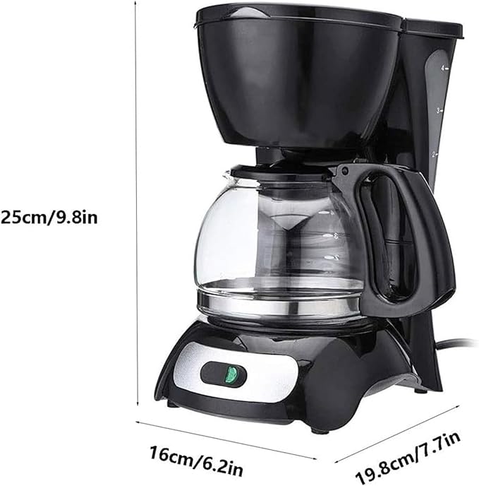 4-Cup Electric Coffee Maker with Insulated Pot - Compact Drip Machine for 4-6 People Ideal for Home and Office Use