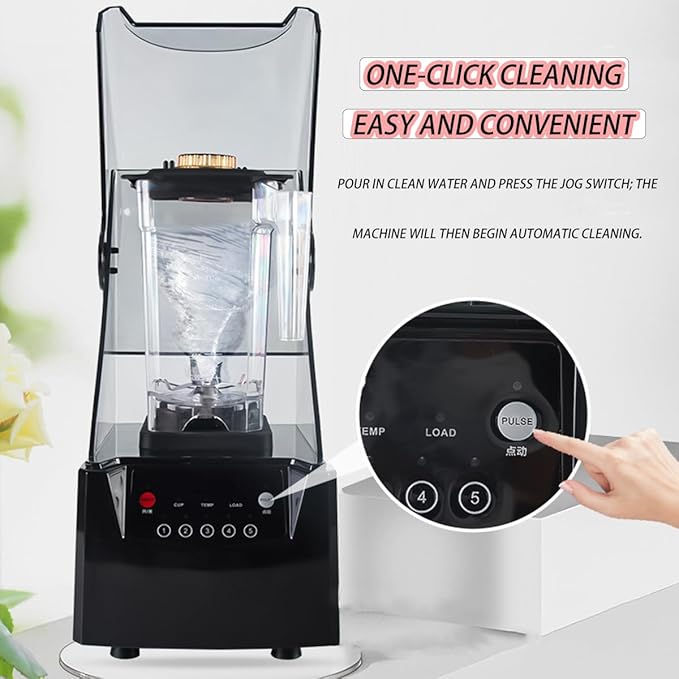 Professional Blender - 2600WIce Blender with Soundproof CoverSmart Panel6-Blade Design for Smoothies Nuts Ice and Fruits