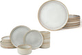 Famiware Dinnerware Set for 4 (12 Piece) and 10 Dinner Plates for 6 - Cappuccino White
