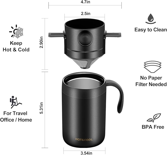 OARSE 16oz Camping Coffee Maker Pour Over Coffee Maker SetCamp Pour Over SetPortable Coffee Kit for Travel Camping Offices Backpacking