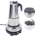 Commercial Stainless Steel Espresso Maker Coffee Urn with Electric Stove 6 Cups Stainless Steel Mocha Coffee Maker Pot Percolator Hot Beverage Dispenser for Party Home Wedding Cafe (6Cups 300ml)