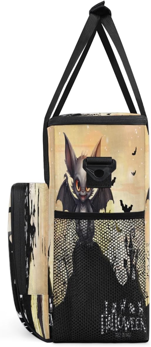 Halloween Monster Bat Coffee Maker Carring Bag Travel Carrying Storage Tote Bag Compatible with Keurig K-Mini or K-Mini Plus Portable Single Serve Coffee Brewer Case with Pockets for K-cup Pods