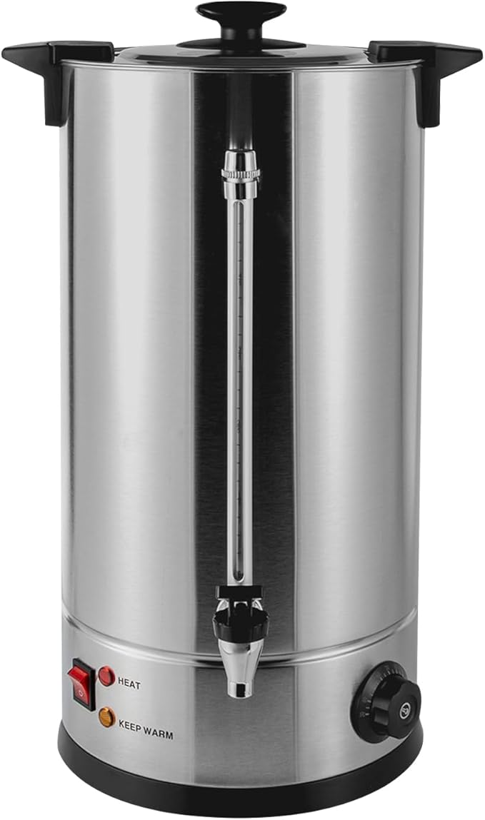 25L Commercial Grade Stainless Steel Percolate Coffee Maker Hot Water Urn Stainless Steel Large Coffee Dispenser 1400W Electric Coffee Maker Urn for Catering Party
